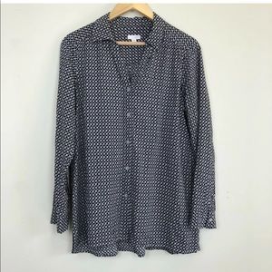 [J. Jill]  Button Down Collared Geometric Blouse